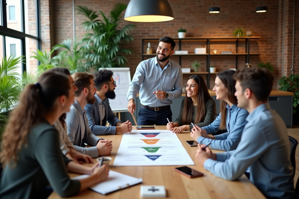 Groupe de jeunes professionnels en réunion créative