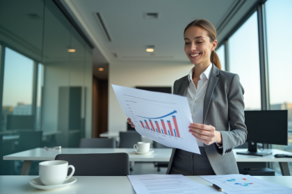 Femme d affaires souriante dans un bureau moderne