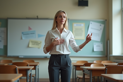 Femme en formation communication dans une salle de classe